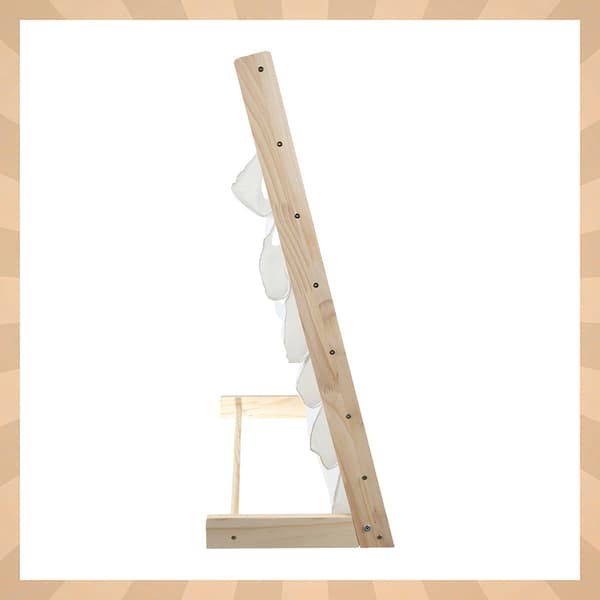 Bokhylle for barn, 6 hyller, tre og stoff, 79x62,5x30 cm