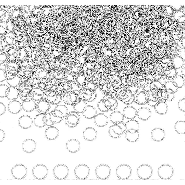 500 stk. 10 mm Åbne Springringe 18 Gauge Rustfrit Stål Runde Springringe Smykketilbehør til DIY Armbånd - Perfekt