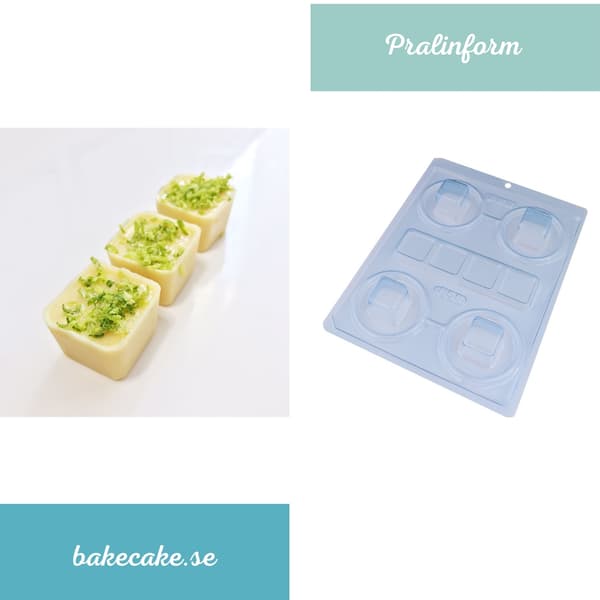 Pralineform Kvadrat Chokoladeform - BWB 856 - Special 3-delt form Transparent transparent
