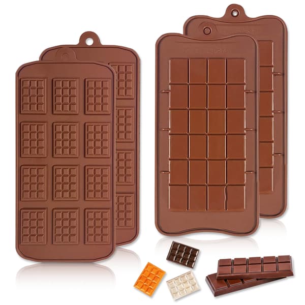 Genanvendelige Chokoladeforme i Silikone, Holdbare Non-Stick Forme til Chokolade, Slik og Mere - Sæt med 4