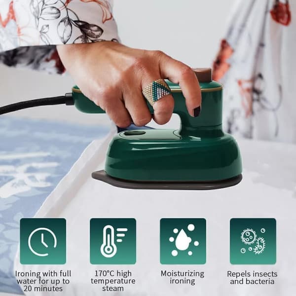 Mini Steam Iron - Portable Handheld Steam Iron - 180° Rotating Handle