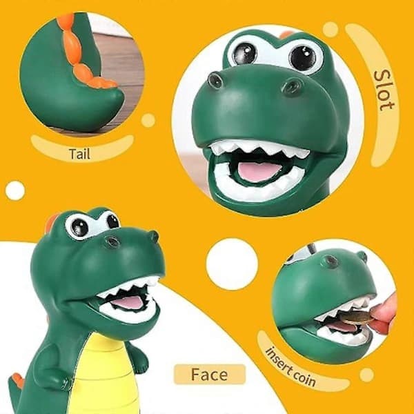 Grønn dinosaur-sparegris for barn