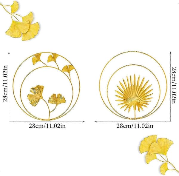 Dekorativa metallväggblad - 2 st Ginkgo- och palmmönster för balkonger och sovrum