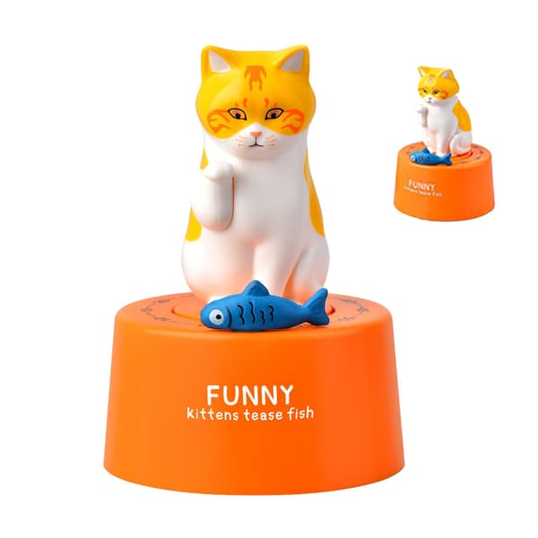 Mechanical Kitchen Timer, 60 Minute Visual Countdown, Cute Cartoon Animal, Orange