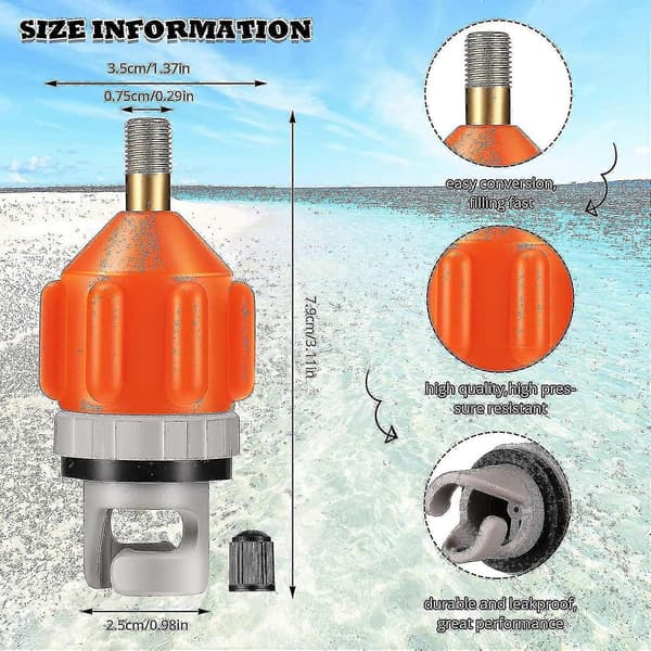 2-pak Oppustelig Båd SUP Pumpeadapter Hård plast Metal, Orange
