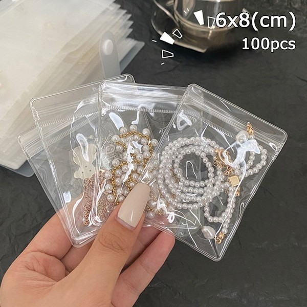 100 stk selvforseglende pose Zip Lock poser 100 STK 6X8CM 100 STK 6X8CM 100pcs 6x8cm 100pcs 6x8cm