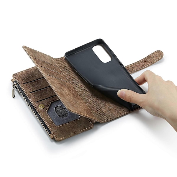 Kompatibel med Samsung Galaxy S20 5G CaseMe-C30 PU + TPU Multifunktionellt Horisontellt Flip Läderfodral med Hållare & Kortplats & Plånbok-Perfekt Brown