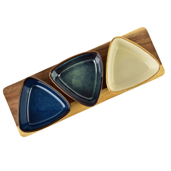 Serveringsbrett i akasietre Allesken Modern Kitchen 28x9,5 cm Hvit 3 deler