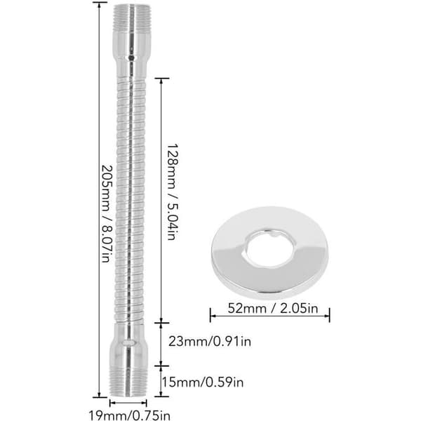 Adjustable Shower Head Extension Arm with Flange, Swivel Shower Arm for Bathroom..DEBUNS