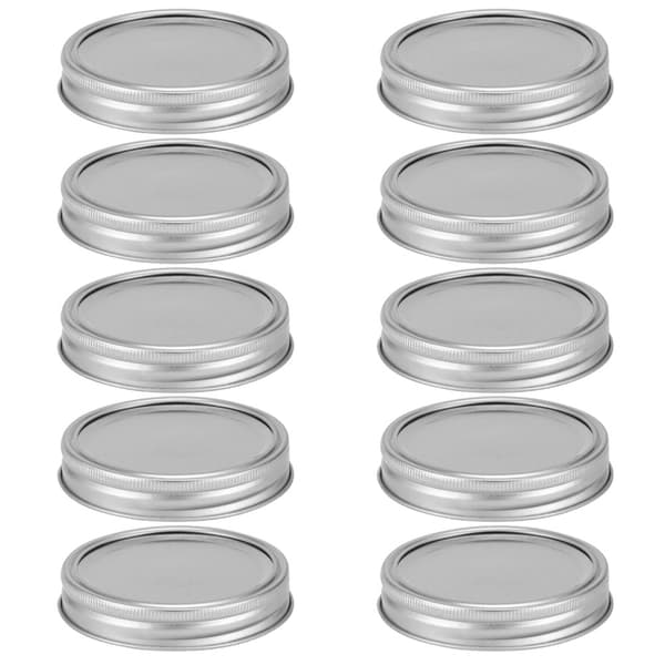 Glasbeholderlåg 10 stk. 70 mm sølv cirkulær ring med dækplade