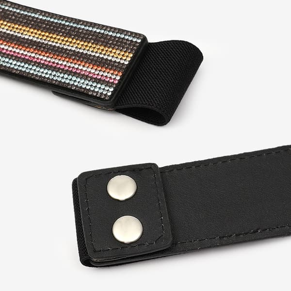 3 stk Rhinestone Indlagt Elastisk Bælte Flash Diamant Mode Dame Alsidig Kjole Krystal Bælte