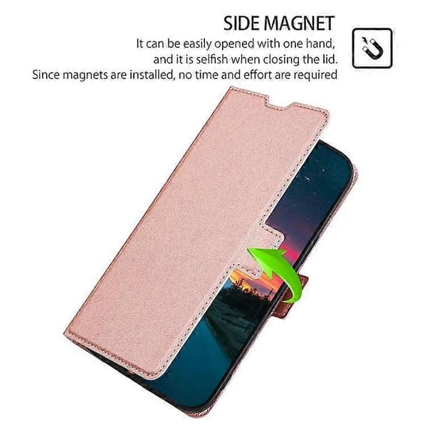 Etui til iPhone 16e med kortholder PU-skinn Telefondeksel (Rosegull)