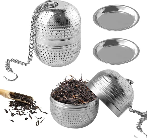 2 ST Te-kugle, Te-si, Te-filter i rustfrit stål til te, Te-si-kugle i net, til te, krydderier og smagsstoffer