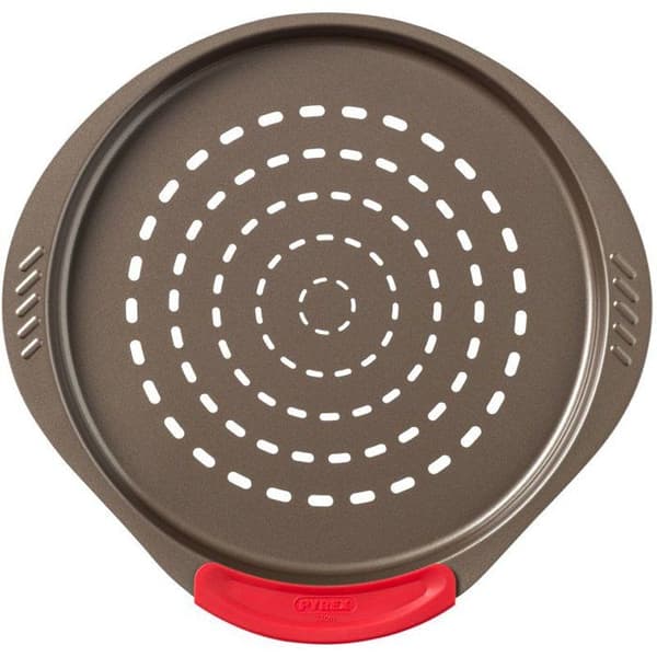 Pizzapanne - PYREX - 1452055 - Perforert metall - 32 cm Brun Metall