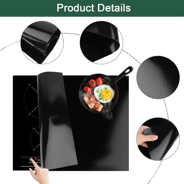 Induction Hob Protector Mat, Silicone, Heat and Scratch Resistant, Non-Slip, Black, 60x52cm