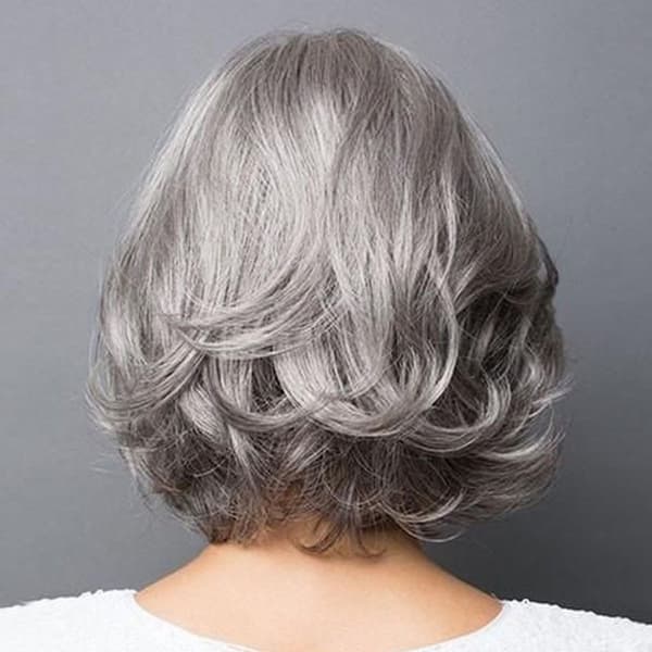 Women's Short Wavy Bob Human Hair Wig with Bangs