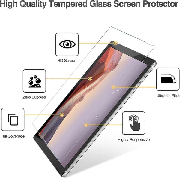 2-pack skärmskydd för Surface Pro 7 Plus/Surface Pro 7 / Pro 6 / Pro 5 / Pro 4, skärmskydd i härdat glas för 12,3 tum