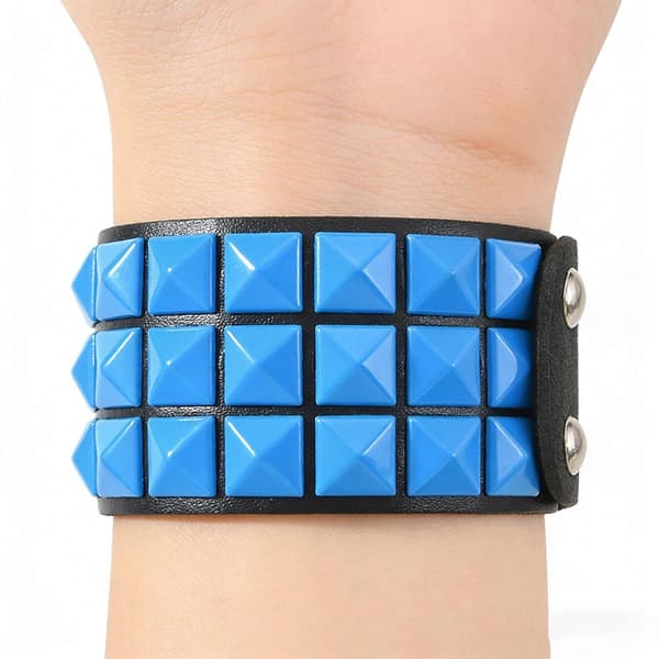 Punk Style Adjustable PU Leather Bracelet with Square Studs Multicolor