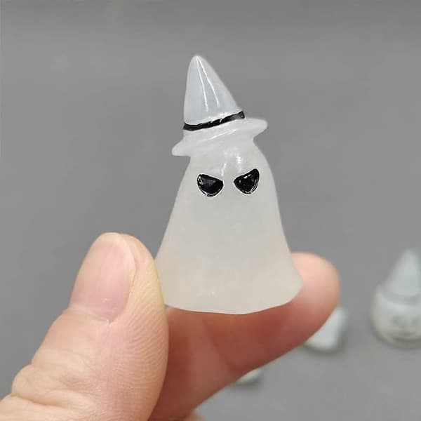 Halloween miniature selvlysende harpiksfigur lysende havedekoration spøgelse