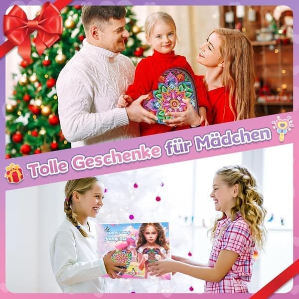 Diamantmalingshåndverkssett for barn - DIY Smykkeskrin & Diamantkunstgave