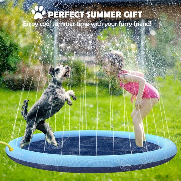 Hundlekmatta med sprinkler, 149 cm, utomhuslekmatta, vattenmatta, för hund, katt och barn