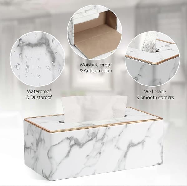 Rektangulär Tissue Box Hållare Tissue Box Omslag PU Läder Ansiktsvävnadsdispenser för Hem Badrum, Vardagsrum, Sovrum, Matsal, Kontor