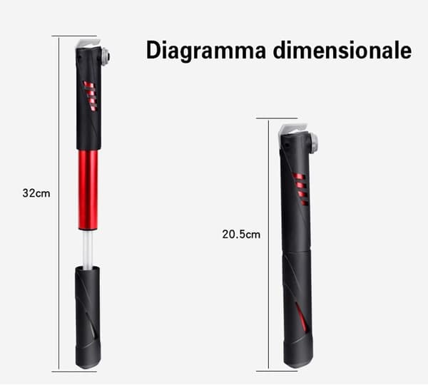 Mini cykelpump Bärbar cykelpumpar Cykeltillbehör Lätt Röd Red