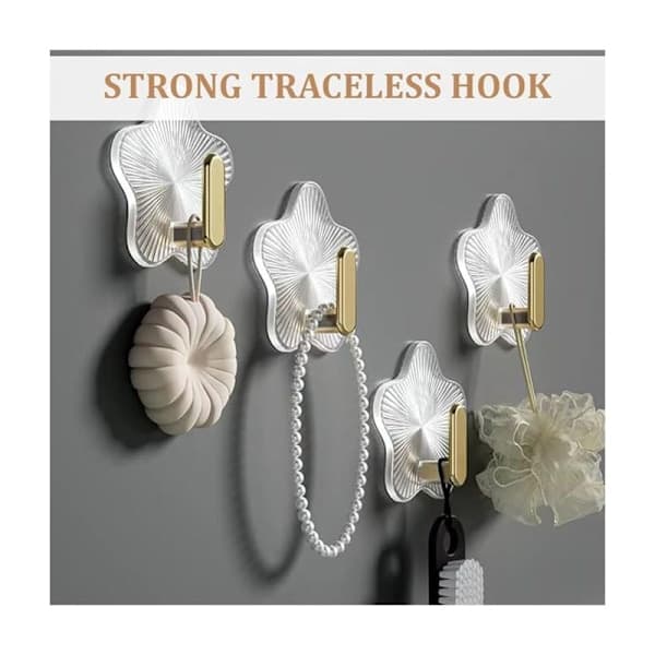 Transparent Adhesive Hooks 5kg (max), Self-Adhesive Star Hooks for Walls, for Bathroom, Kitchen, Ceiling, Hanging, Wall, Door, Towel Hanger