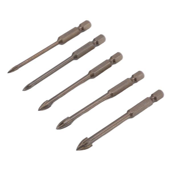 5pcs Carbide Tipped Drill Glass Ceramic Hole Saw Drill Multifunctional Hole Saw Tool with Triangular Handle