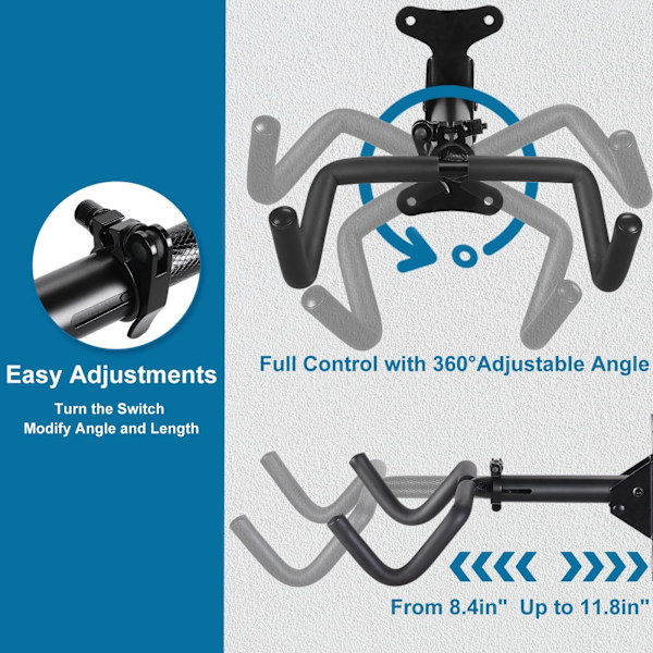 Cykelväggfäste Cykelhängare med 360° Justerbar Vinkel Mjuk Vadderingsskydd Cykelställ Garage Utbyggbar