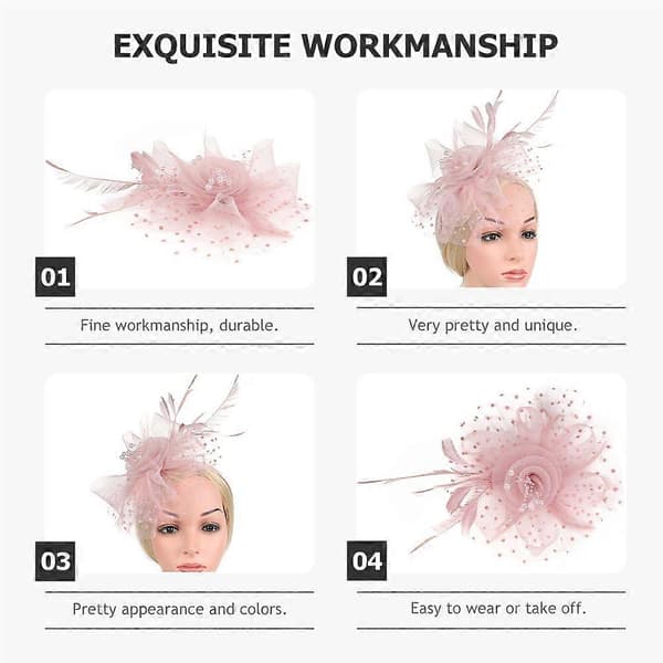 Fascinator-hatt for kvinner til teselskap, bankett og bryllup, nuderosa