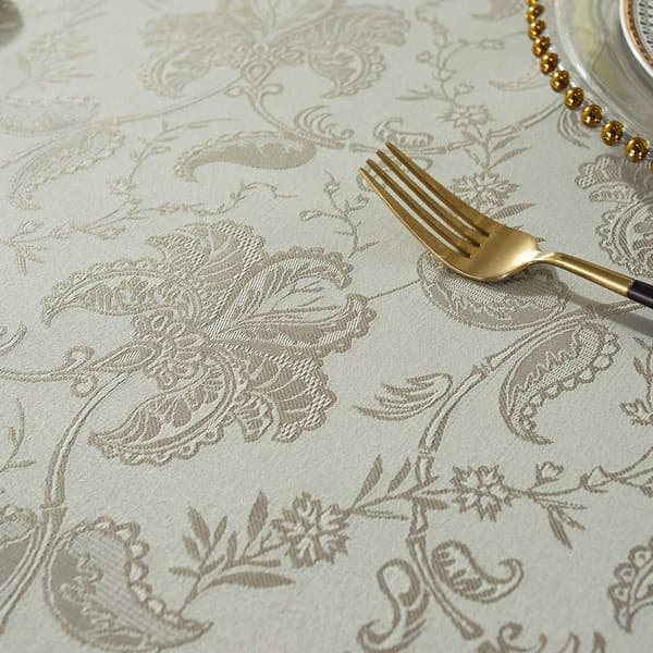 (Sandy, Rektangulær/Lang, 130 x 180 CM (4-6 Pladser)) Jacquard Dug Blomstret Damask Dug Sp