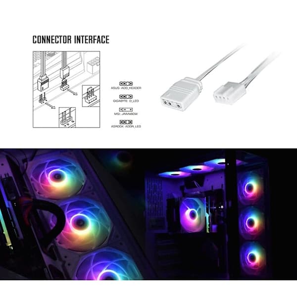 ID-Cooling NO-12015T-ARGB 120mm Chassis Fan ARGB Fans 5V 3-pin Connector Synchronization