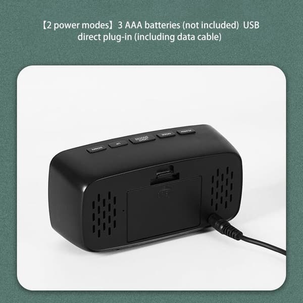 Smart Digital Vækkeur til Natbord, USB Rød LED Bordur, Sort