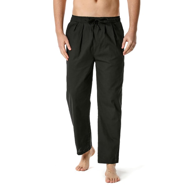 Menn Vanlige rett ben Uformelle bukser Yoga Beach Løs elastisk midjeunderdel black XL