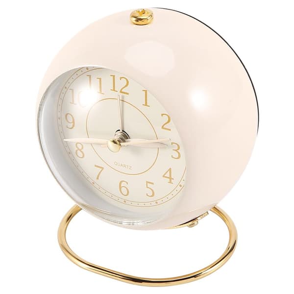 Small Table Clock, Analog Quartz Desk Alarm Clock with Light for Bedroom Decor