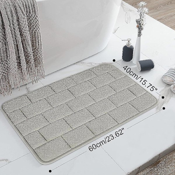 Badrumsmatta Superabsorberande Vatten Halkfri Memory Foam Badrumsmattor För Badrum Maskintvättbar Snabbtorkande 40 X 60 Cm Ljusgrå