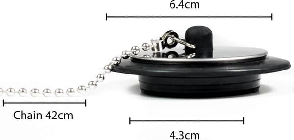 Sink Plug - Chrome - Rubber - Bathtub Stopper - Drain Protector - 2-pack - Bathroom Accessories for Bathtubs - Sinks - 1.5 inch