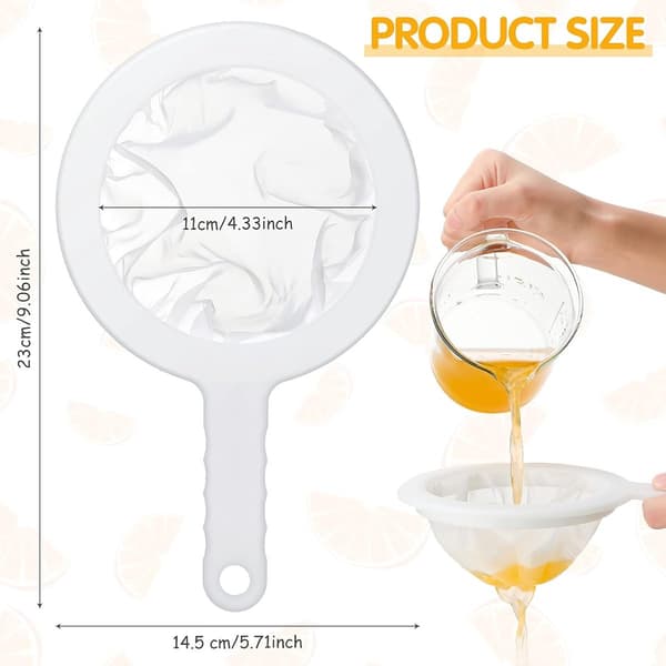 2 pcs 24cm Ultrafine Sieve - Nylon Juice Strainer - Yogurt Strainer - Plastic Colander w/ Handle