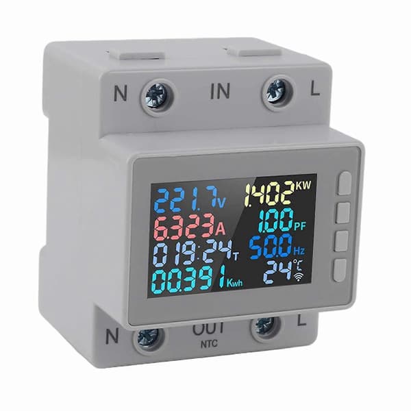Jännitevirta-mittari digitaalinen näyttö monitoiminen sähkötesteri energiamittari 170-270V 63A