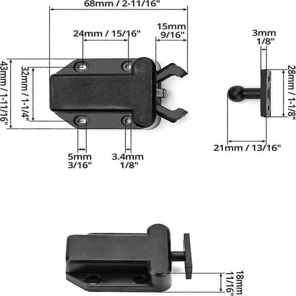 Push Release Latch, Push to Open Latch Lock with Automatic Pop-up Function Cabinet Lock, Push Latch for Cabinet, Drawer, 6-pack Black