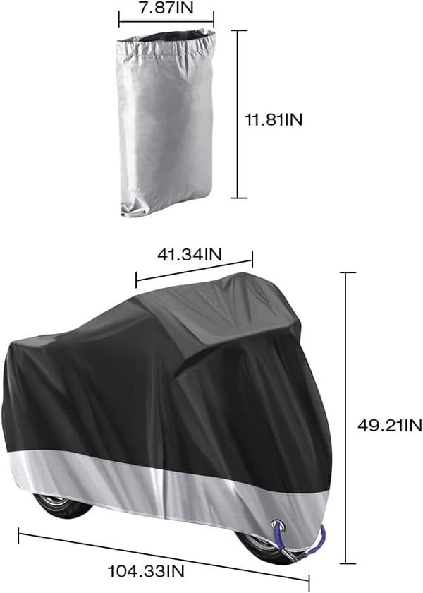 Motorcykelöverdrag 265X105X125cm Silver Vattentätt