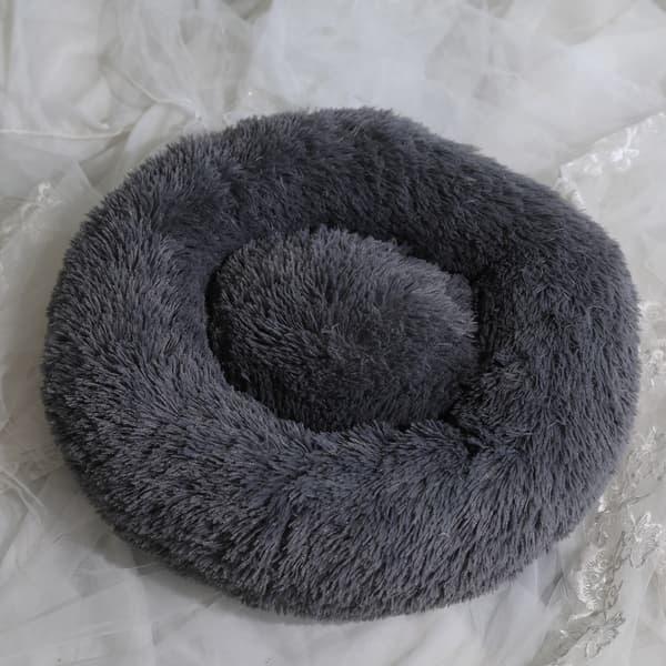 Kæledyrsseng 40 cm Rund Donut Blød, skridsikker og vaskbar - Hunde og katte Lysegrå Seng til hunde Seng til katte Sofa til hunde Sofa til hunde