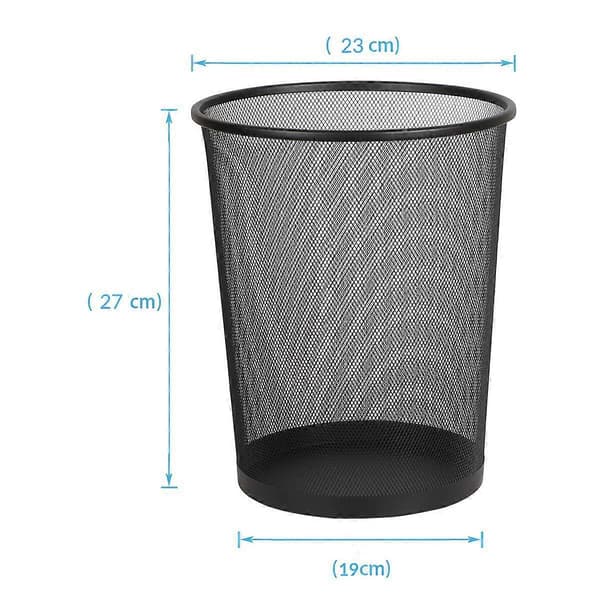 Round Mesh Wastebasket for Bathroom, Kitchen, Home Office, Dorm (Black)