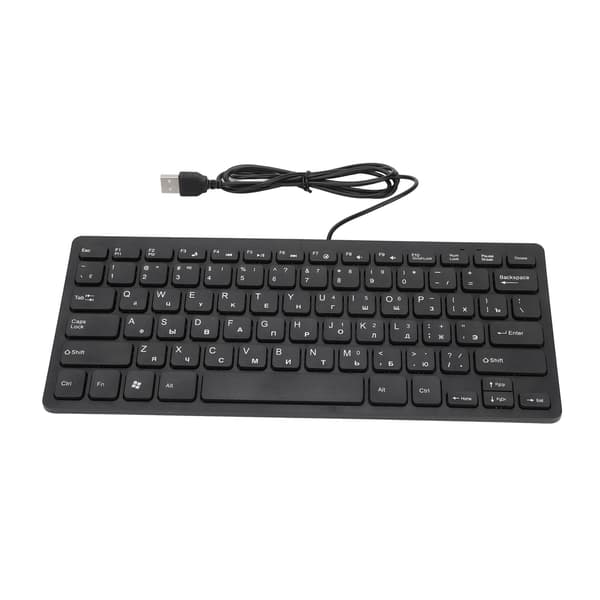 Mini USB Wired Keyboard - 78 Keys, Ultra-thin, Silent, Russian Language