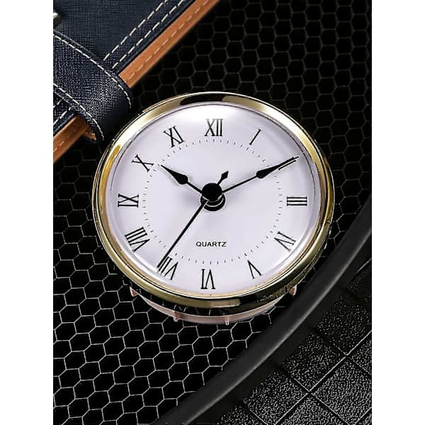 Round Clock Insert 3-1/8 Inch (80 mm) Quartz Movement Roman Numerals Gold Bezel (Gold Bezel)