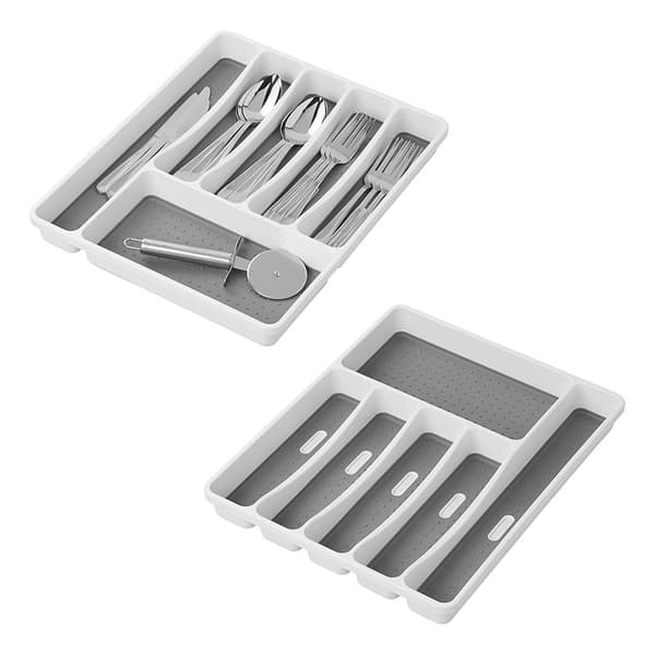 Bestickbricka 40,5 x 32,5 x 4,5 cm PP+TPR Vit med grå antislipyta