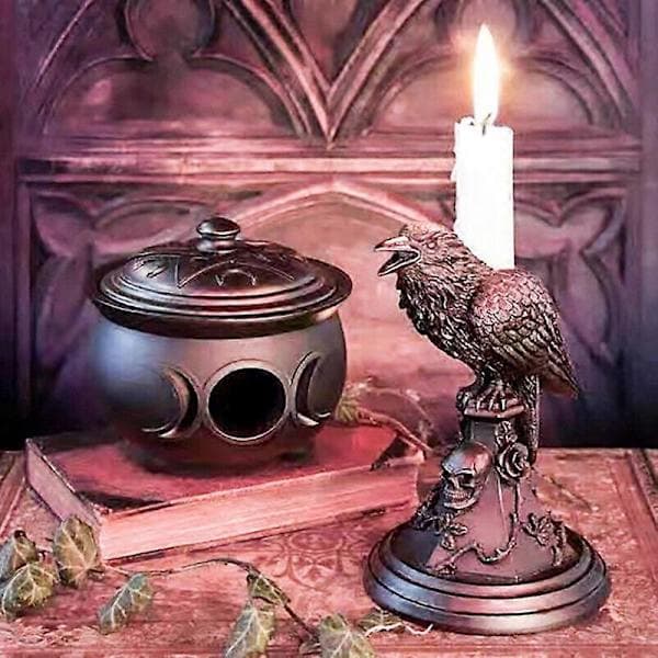 Halloween Gothic Owl Bat Candlestick Desk Decorations Candle Holder Black