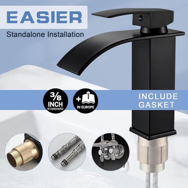 Modern Black Waterfall Mixer, Elegant Design Bathroom