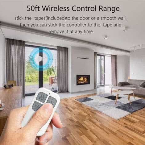 130 dB Wireless Door/Window Sensor – Door and Window Alarm with Remote Control – Easy Installation with Tape